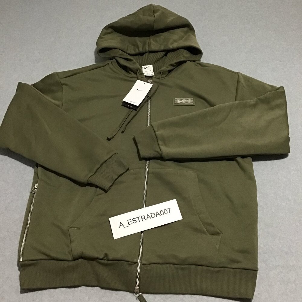 NWT Nike Devin Booker Therma-Fit Zip Up heavyweight fleece Hoodie Olive Medium